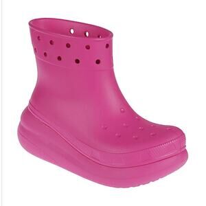 CROCS‎ Womens Classic Crush Rain Boots Pink Platform Comfort Waterproof Size 7